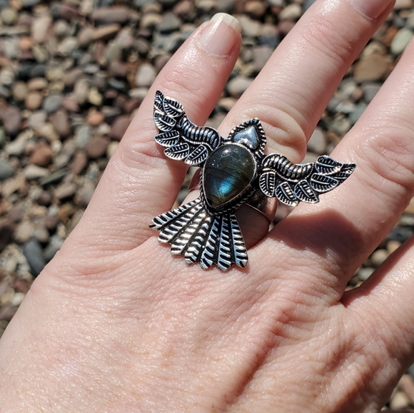 New Labradorite 925 Silver Mystic Ring. - Picture 2 of 7